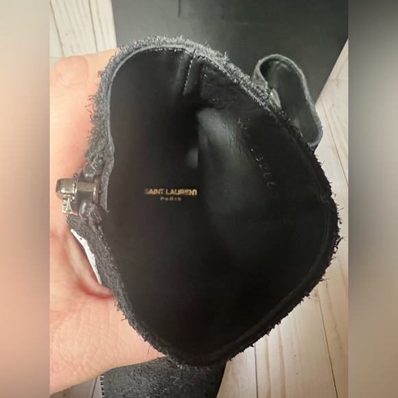 Saint Laurent Lukas 40 Wool Suede Chelsea Boots Black sz 35 / 5 - Picture 12 of 13
